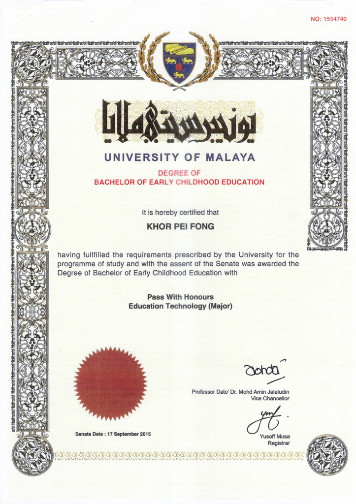 Bachelor of Early Childhood Education qualification of Bright Horizon Child Care Centre principal