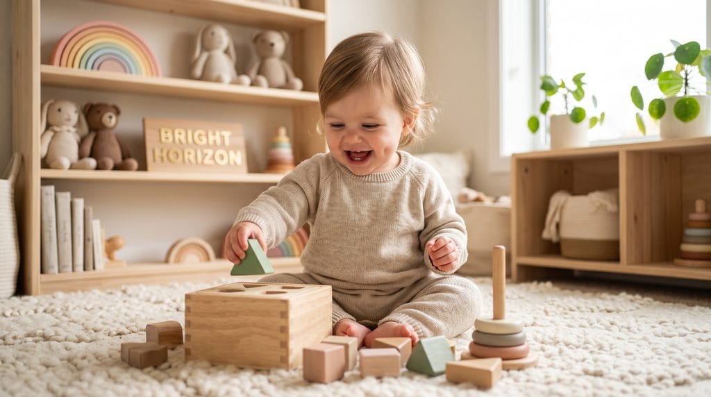 Baby developmental milestones 0 to 24 months and Montessori sensory toys in Horizon Hills nursery